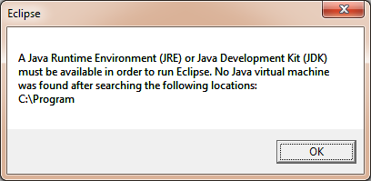 JDK not found error
