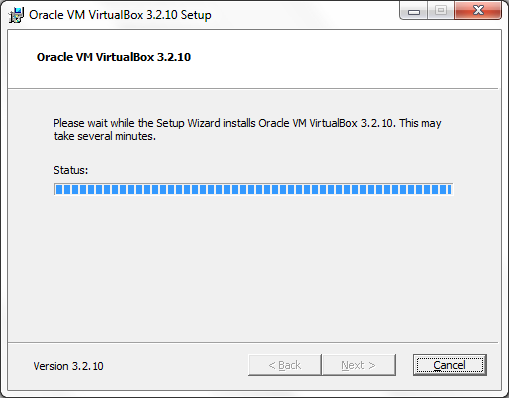 Progreso de la instalaciÃ³n de VirtualBox