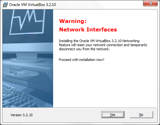 VirtualBox Network Warning